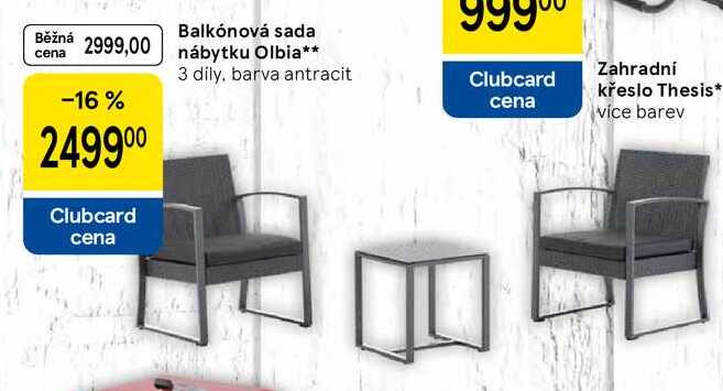 Balkónová sada nábytku Olbia, 3 díly, barva antracit  