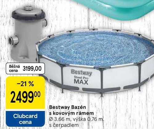 Bestway Bazén s kovovým rámem, Ø 3.66 m, výška 0.76 m s čerpadlem 