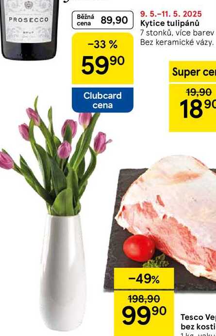 Kytice tulipánů, 7 stonků, více barev Bez keramické vázy 