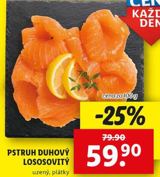 PSTRUH DUHOVÝ LOSOSOVITÝ, cena za 100g 