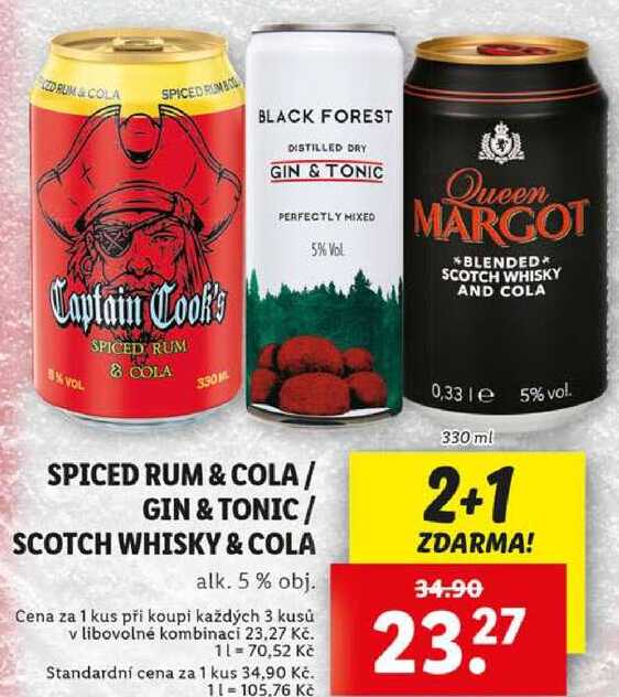 SPICED RUM & COLA/GIN & TONIC/SCOTCH WHISKY & COLA, 330 ml 