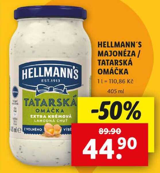 HELLMANN'S MAJONÉZA/TATARSKÁ OMÁČKA, 405 ml