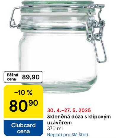 Skleněná dóza s klipovým uzávěrem, 370 ml 