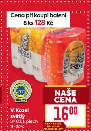 V. Kozel světlý 8x0,51, plech