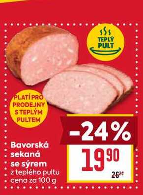 Bavorská sekaná se sýrem z teplého pultu cena za 100g