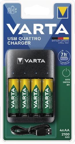 USB nabíječka baterií Quattro Charger + 4 AA baterie, 1 KS