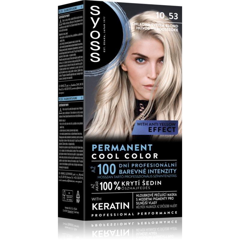 Syoss Permanent Cool Color permanentní barva na vlasy odstín 10_53 Chladná Světlá Blond 1 ks
