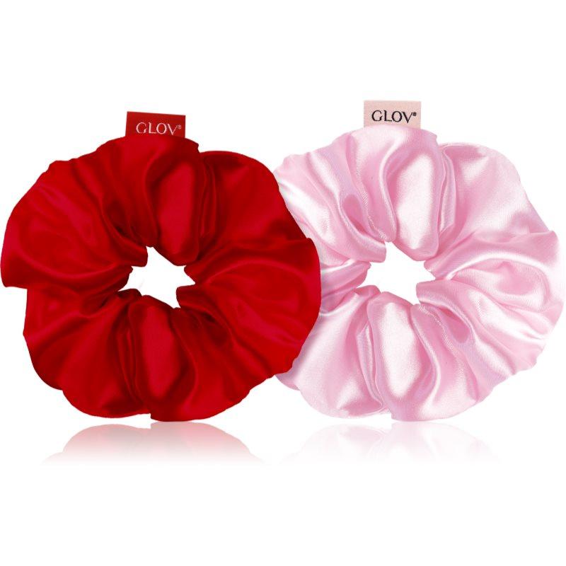GLOV Satin Scrunchies L gumičky do vlasů Red/Pink 2 ks