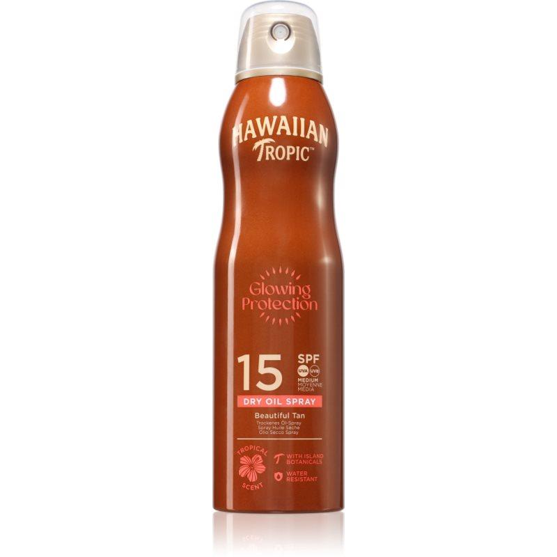 Hawaiian Tropic Glowing Protection Dry Oil Spray ochranný sprej na opalování SPF 15 177 ml