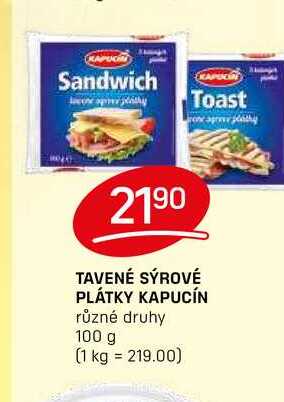 TAVENÉ SÝROVÉ PLÁTKY KAPUCÍN různé druhy 100g