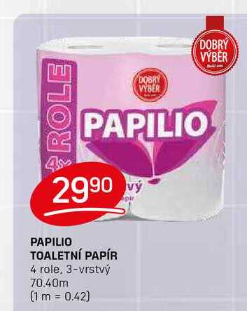 PAPILIO TOALETNÍ PAPÍR 4 role, 3-vrstvý