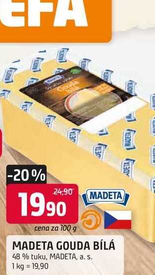 MADETA GOUDA BÍLÁ 48% tuku, 100g