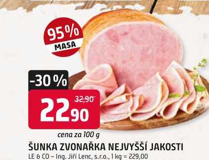Le & Co Šunka zvonařka nejvyšší jakosti 100g