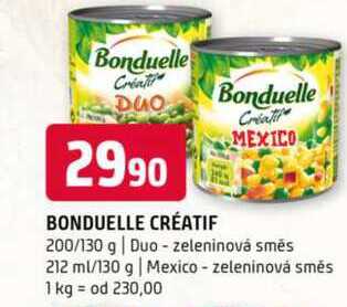 Bonduelle créatif 200/130 g Duo-zeleninová směs 212 ml/130 g Mexico zeleninová směs 