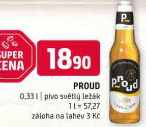 Proud 0,33l pivo světlý ležák