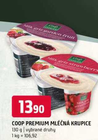 Coop premium mléčná krupice 130 g vybrané druhy