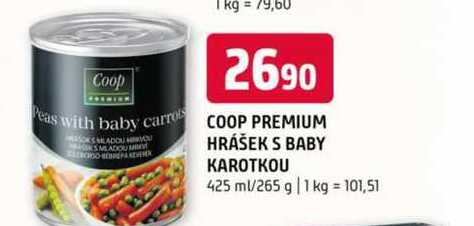 Coop premium hrášek s baby karotkou 425 ml/265 g 