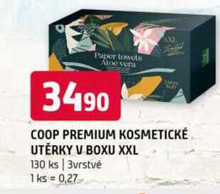 Coop premium kosmetické uterky v boxu xxl 130 ks 3vrstvé 