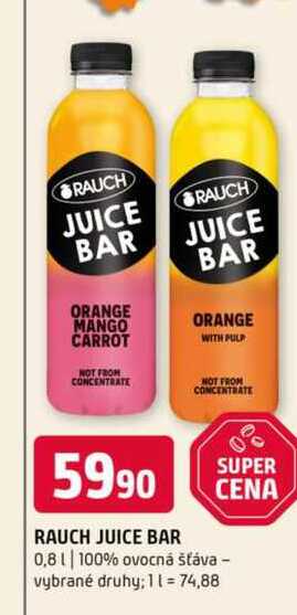 Rauch juice bar 0,8l 100% ovocná šťáva vybrané druhy