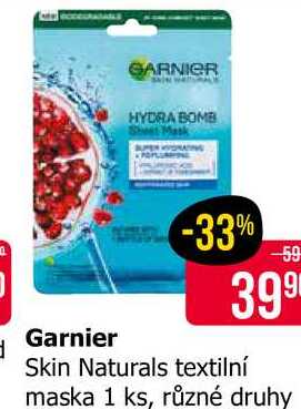 Garnier Skin Naturals textilní maska 1 ks, různé druhy 