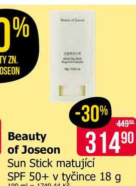 Beauty of Joseon Sun Stick matující SPF 50+ v tyčince 18 g 