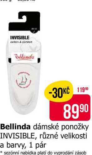 Bellinda dámské ponožky INVISIBLE, různé velikosti a barvy, 1 pár 