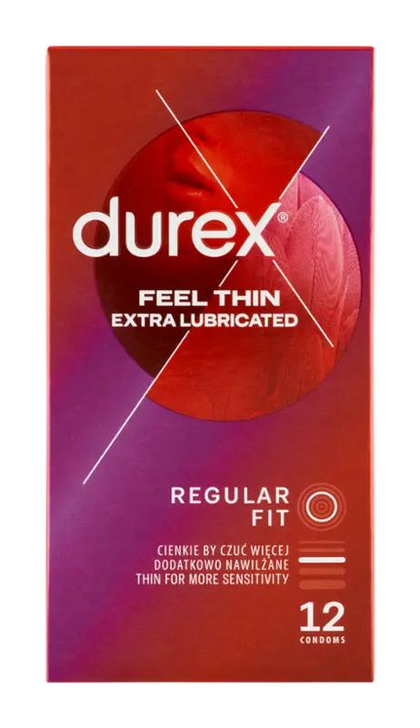 Durex Kondomy Feel Thin Extra Lubricated, 12 ks
