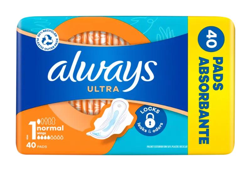 Always Hygienické vložky s křidélky Ultra Normal vel. 1, 40 ks
