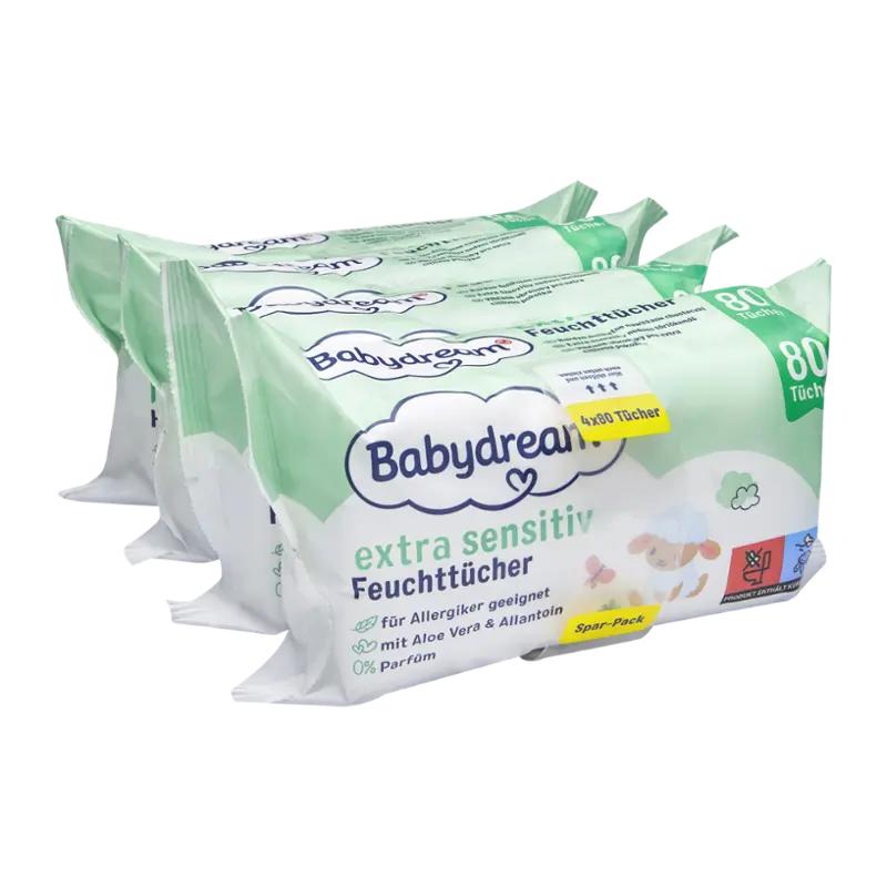 Babydream Vlhčené ubrousky extra sensitive, 320 ks