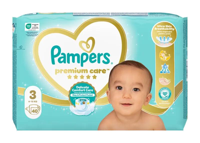 Pampers Plenky Premium Care 6 - 10 kg, vel. 3, 40 ks