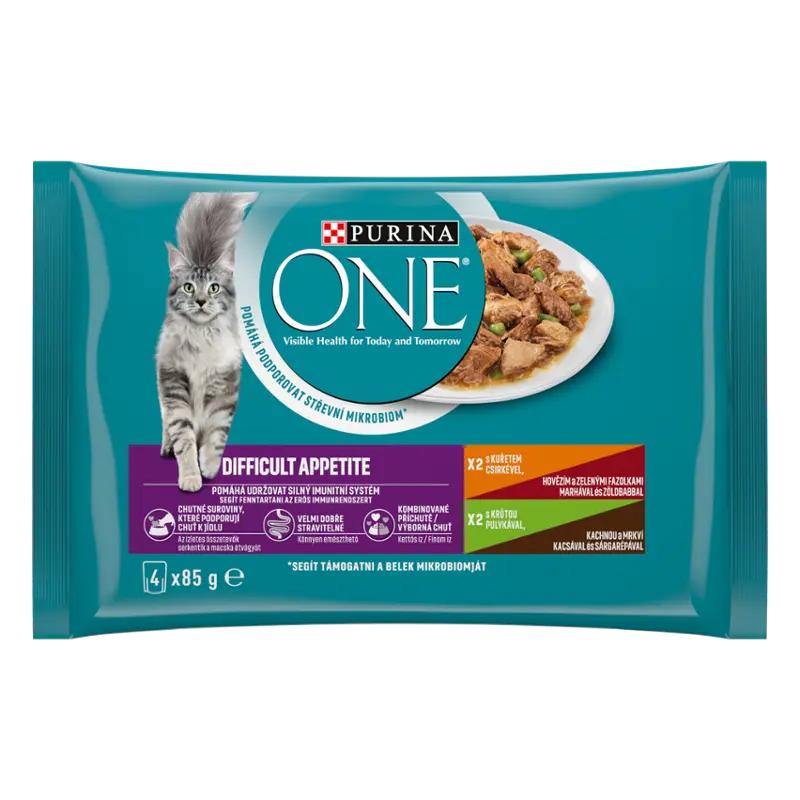 PURINA ONE Minifiletky s kuřetem a hovězím/s krůtou a kachnou ve šťávě 4x 85 g, 340 g