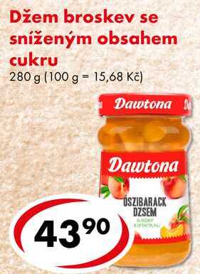 Džem broskev se sníženým obsahem cukru, 280 g 