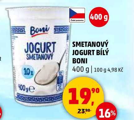SMETANOVÝ JOGURT BÍLÝ BONI, 400 g  