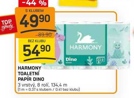 HARMONY TOALETNÍ PAPÍR DINO 3 vrstvý, 8 rolí