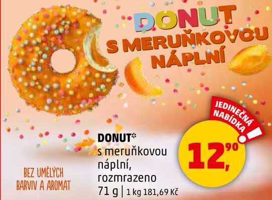 DONUT s meruňkovou náplní, rozmrazeno, 71 g 