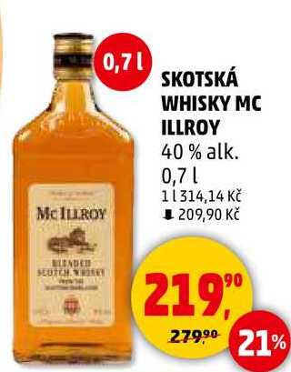 SKOTSKÁ WHISKY MC ILLROY 40% alk., 0,7 l