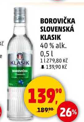 BOROVIČKA SLOVENSKÁ KLASIK 40% alk., 0,5 l