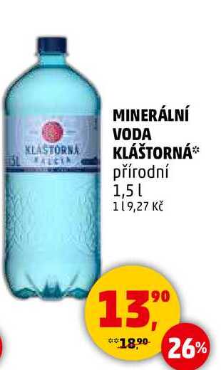 MINERÁLNÍ VODA KLÁŠTORNÁ přírodní, 1,5 l