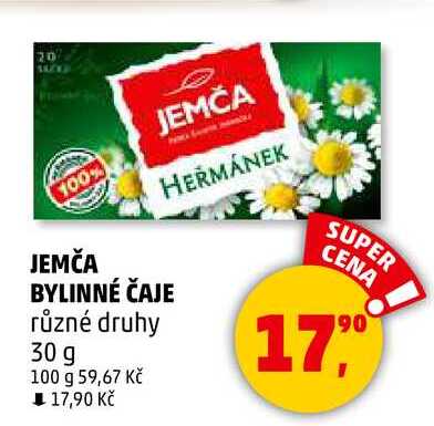 JEMČA BYLINNÉ ČAJE různé druhy, 30 g