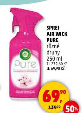 SPREJ AIR WICK PURE různé druhy, 250 ml  