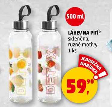 LÁHEV NA PITÍ skleněná, různé motivy, 1 ks 