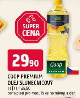 Coop premium olej slunečnicový 1l