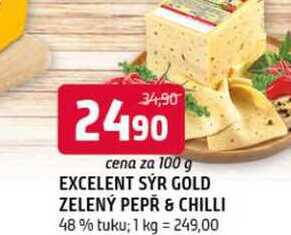 Excelent sýr gold zelený pepř chilli 48% 100g