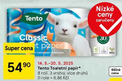 Tento Toaletní papír, 8 rolí. 3 vrstvy, více druhů 