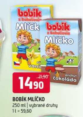 bobík Mlíčko 250 ml vybrané druhy 