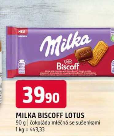 Milka biscoff lotus 90 g čokoláda mléčná se sušenkami 