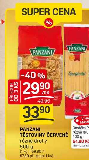 PANZANI TĚSTOVINY ČERVENÉ 500g