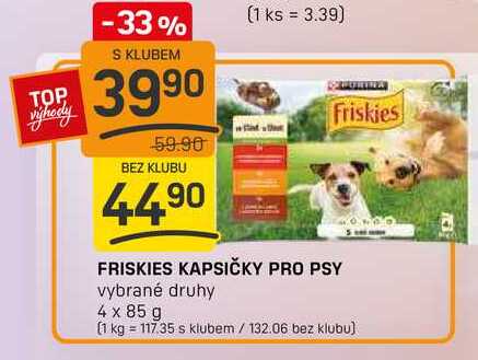 FRISKIES KAPSIČKY PRO PSY vybrané druhy 4 x 85 g
