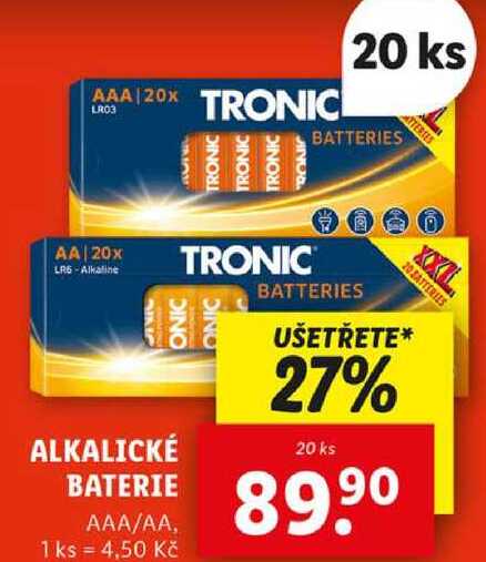 ALKALICKÉ BATERIE, 20 ks