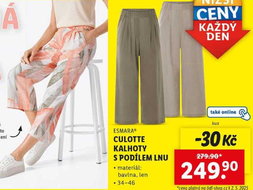 CULOTTE KALHOTY S PODÍLEM LNU 